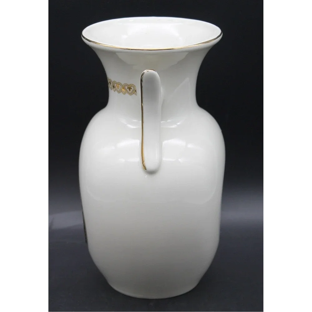 Vintage Japanese Chokin Porcelain Vase 24K Gold Floral Cart 8.5